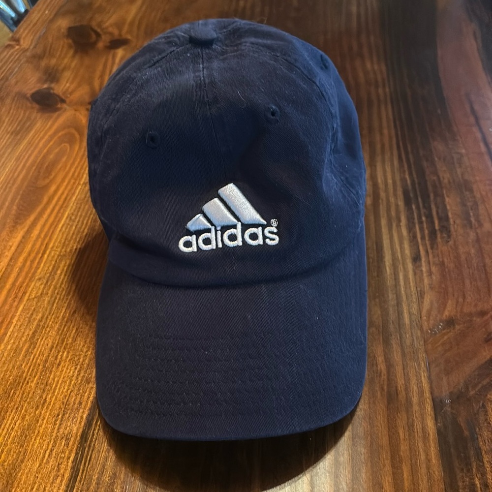 Adidas A-flex climalite stretch cap navy fitted hat logo sz Small Medium
